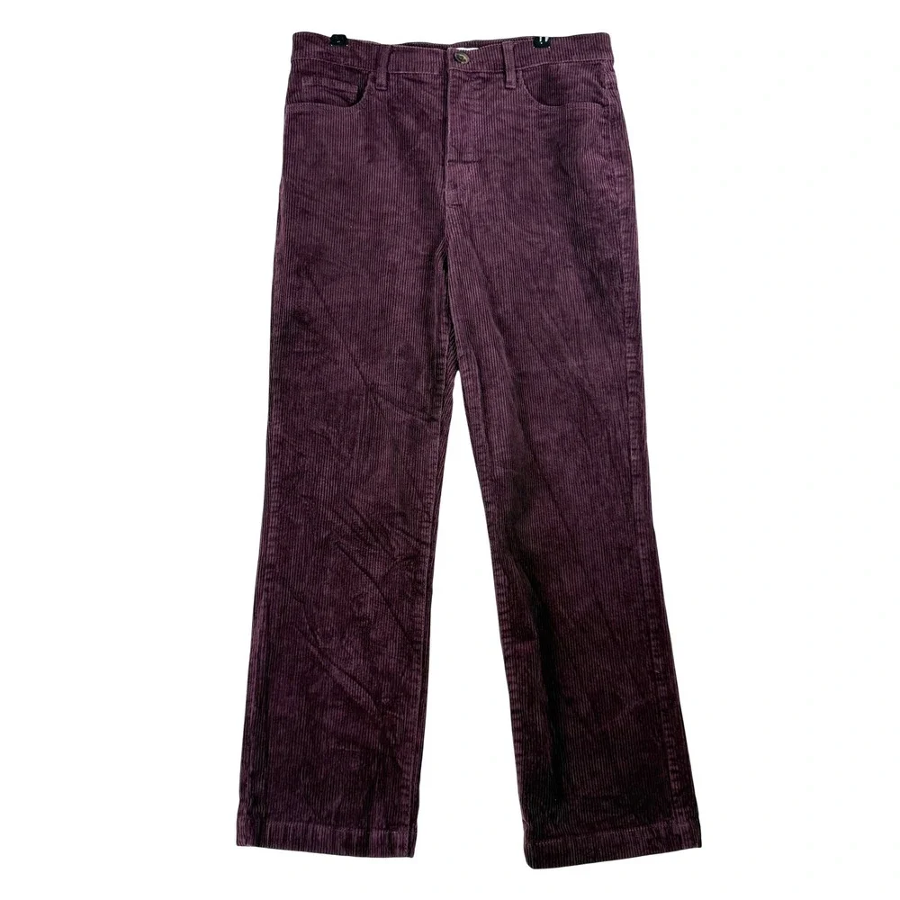 LOFT Corduroy Pants 10 Purple Straight Leg High Rise 752601 Preppy Academia